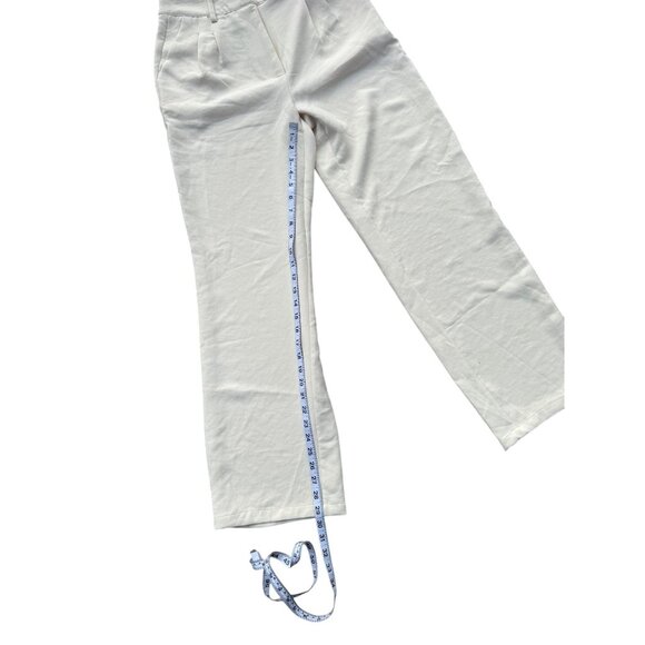 Forever 21 Womens Cream Wide Leg Mid-Rise Pants Size M Lightweight - Picture 7 of 8